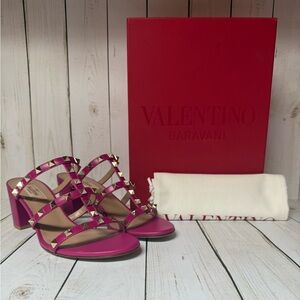 Valentino Garavani Rockstud Cage Slide Sandal Rose Violet Sz 38.5 / 8.5
